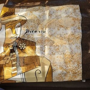 Picasso Art Scarf with Gold and Brown Tones
